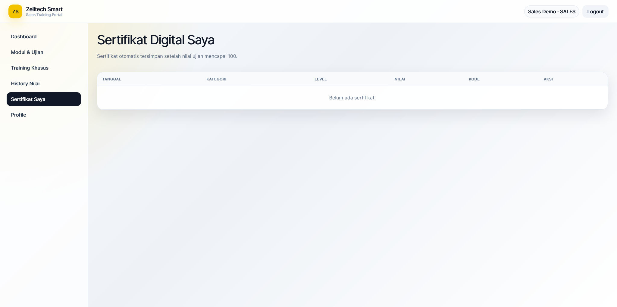 Screenshot 5 Portal Trining Sales